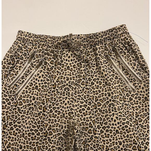 Bandit And The Babe Medium Leopard Joggers Zipper Accents 100% Cotton Drawstring - Picture 2 of 12